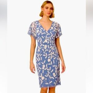 NWT Adrianna Papell Women's BEADED MESH DRESS floral sequined Dress size 2